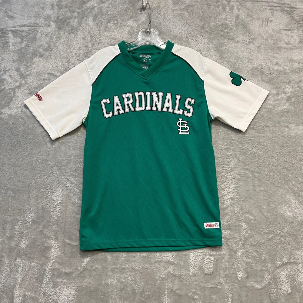Stitches St Louis Cardinals Jersey Mens Small Green St Patricks Day MLB Mesh